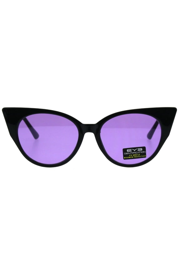 Womens Pop Color Lens Cat Eye Retro Plastic Designer Sunglasses Purple