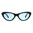 thumbnail image 1 of Womens Pop Color Lens Goth Narrow Cat Eye Plastic Sunglasses Black Blue, 1 of 4