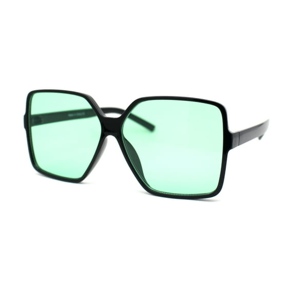 Womens Pop Color Lens Oversize Thin Plastic Butterfly Sunglasses Black Green