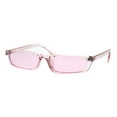 thumbnail image 1 of Womens Pop Color Narrow Rectangular Cat Eye Clear Frame Plastic Sunglasses Pink, 1 of 3