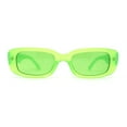 thumbnail image 1 of Womens Pop Color Rounded Mod Narrow Rectangle Plastic Sunglasses Green, 1 of 4