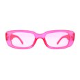 thumbnail image 1 of Womens Pop Color Rounded Mod Narrow Rectangle Plastic Sunglasses Pink, 1 of 4