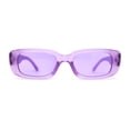 thumbnail image 1 of Womens Pop Color Rounded Mod Narrow Rectangle Plastic Sunglasses Purple, 1 of 4