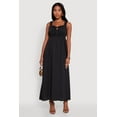 thumbnail image 1 of Womens Poplin Sleeveless Scoop Neck Tie Front Maxi Dress, 1 of 4