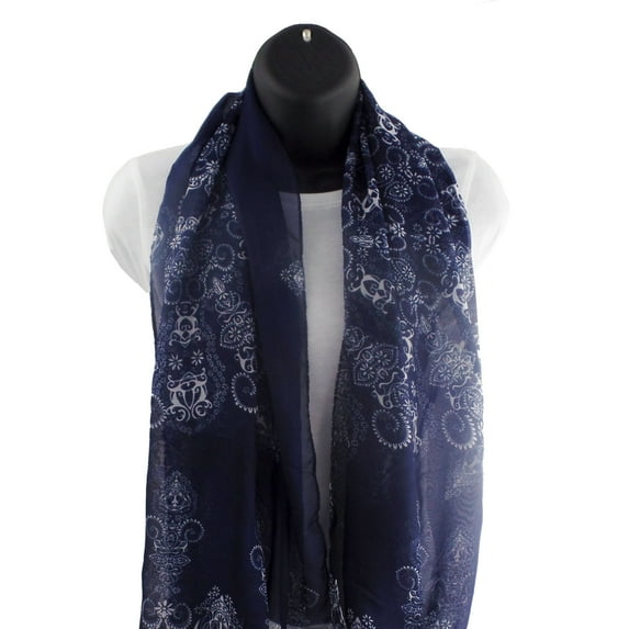 Womens Porcelain Style Blue Scarf
