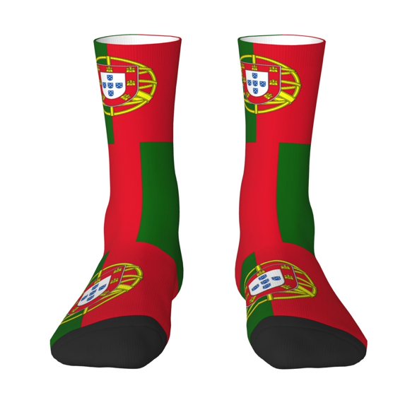 Womens Portugal Flag Dress Crew Socks Colorful Novelty Socks