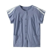 GENERIC Womens Post Shoulder Surgery Shirt Casual Loose Convenient No Need to Take Off Recovery Short Sleeved Shirt Top