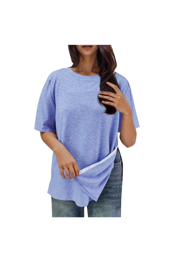 Womens Post Shoulder Surgery Shirts Snap Tear Away Shirt 3/4 Tops Chemo Port Adjustable Clothing S-2X A-Blue