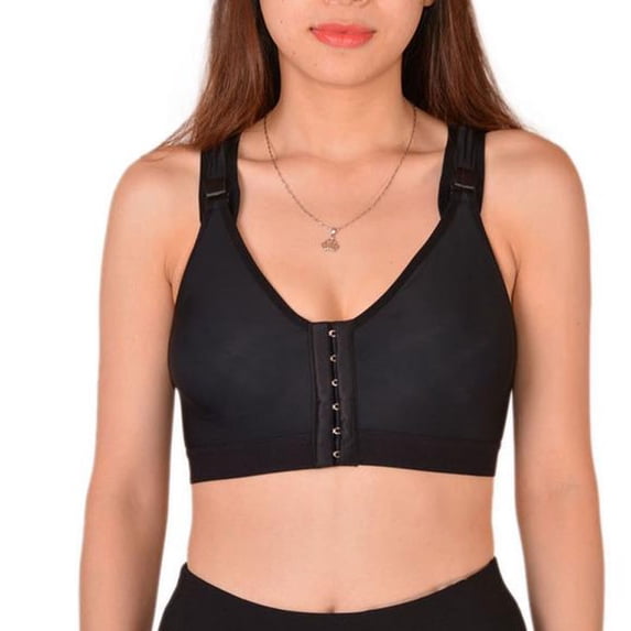 Womens Post-Surgery Front Closure Brassiere Sports Bra Front Closure Post Surgery Compression Bras for Women Mastectomy Bra with Adjustable Straps Wirefree Bra