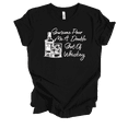 thumbnail image 1 of Womens Pour Me A Double Shot Of Whiskey Funny Cute Whiskey Bottle & Glass Ladies Short Sleeve T-Shirt-Black-X-Large, 1 of 1