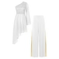 thumbnail image 1 of Womens Praise Dance Outfit Floral Lace Worship Tunic Flared Sleeve Hem Dress With Metallic Wide-Leg Pants, 1 of 7