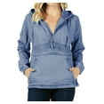 thumbnail image 1 of Womens Premium Cotton Casual Hoodie Half Zip Pullover Denim Jean Jacket (Medium Blue, 2XL), 1 of 3