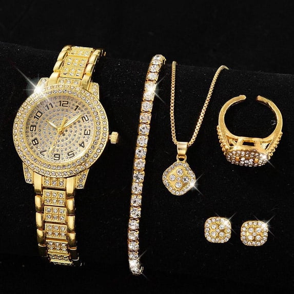 Womens Premium Crystal Accented Bangle Watch and Bracelet Set, Diamond Watch for Women Watch Bling Rhinestone Watches,Wedding Jewelry Sets, for Valentines Day Gifts