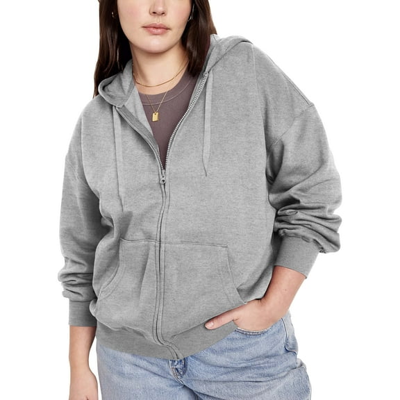 Womens Essentials Heavyweight Zip Up Hoodie Jacket Loose Fit