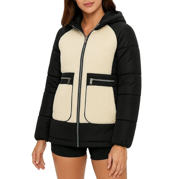 Womens Premium Lightweight Winter Puffer Jacket Insulated Black Snow Jacket-M