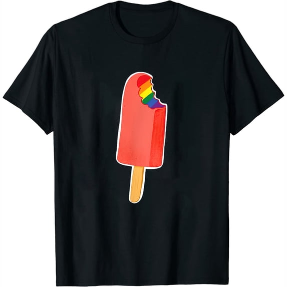 Womens Pride Month Lgbtq Pride Rainbow Popsicle T-Shirt Black Large