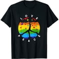 thumbnail image 1 of Womens Pride Month Peace Love Lgbt Gift Peace T-Shirt White 3X-Large, 1 of 5