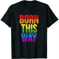 thumbnail image 1 of Womens Pride Parade 2022 Born This Way Lgbtq Rainbow Flag Colors V-Neck T-Shirt White Large, 1 of 5