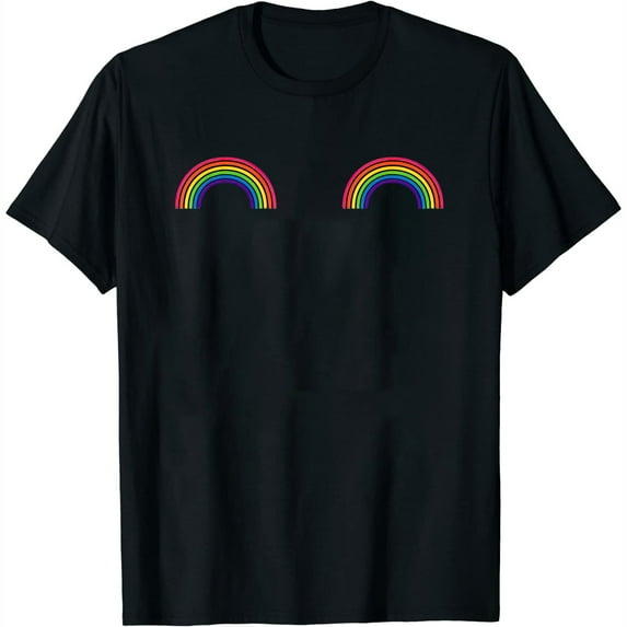 Womens Pride Rainbow Boobs Shirt - Gay Pride Saying T-Shirt Black X-Large