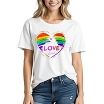 Womens Pride Shirts Rainbow Graphic Tees Shirts Love Wins Ally Equality Tops Scooped Neck Tees Short Sleeve Top Light Breathable Tunic Blouses Going Out Beach Holiday Tops Outfits