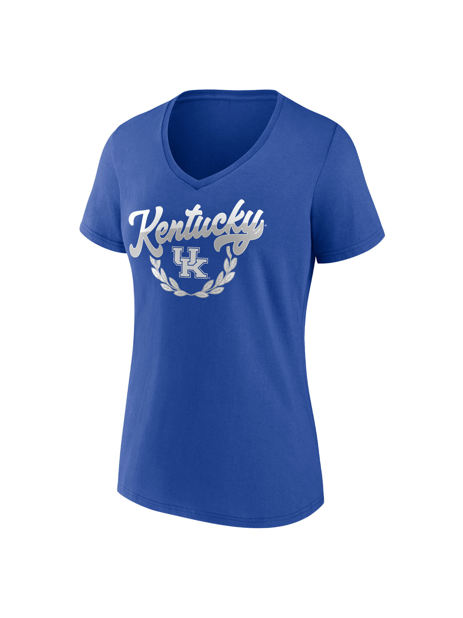 NCAA Kentucky Wildcats Women's Blue Cotton Short Sleeve V T Shirt