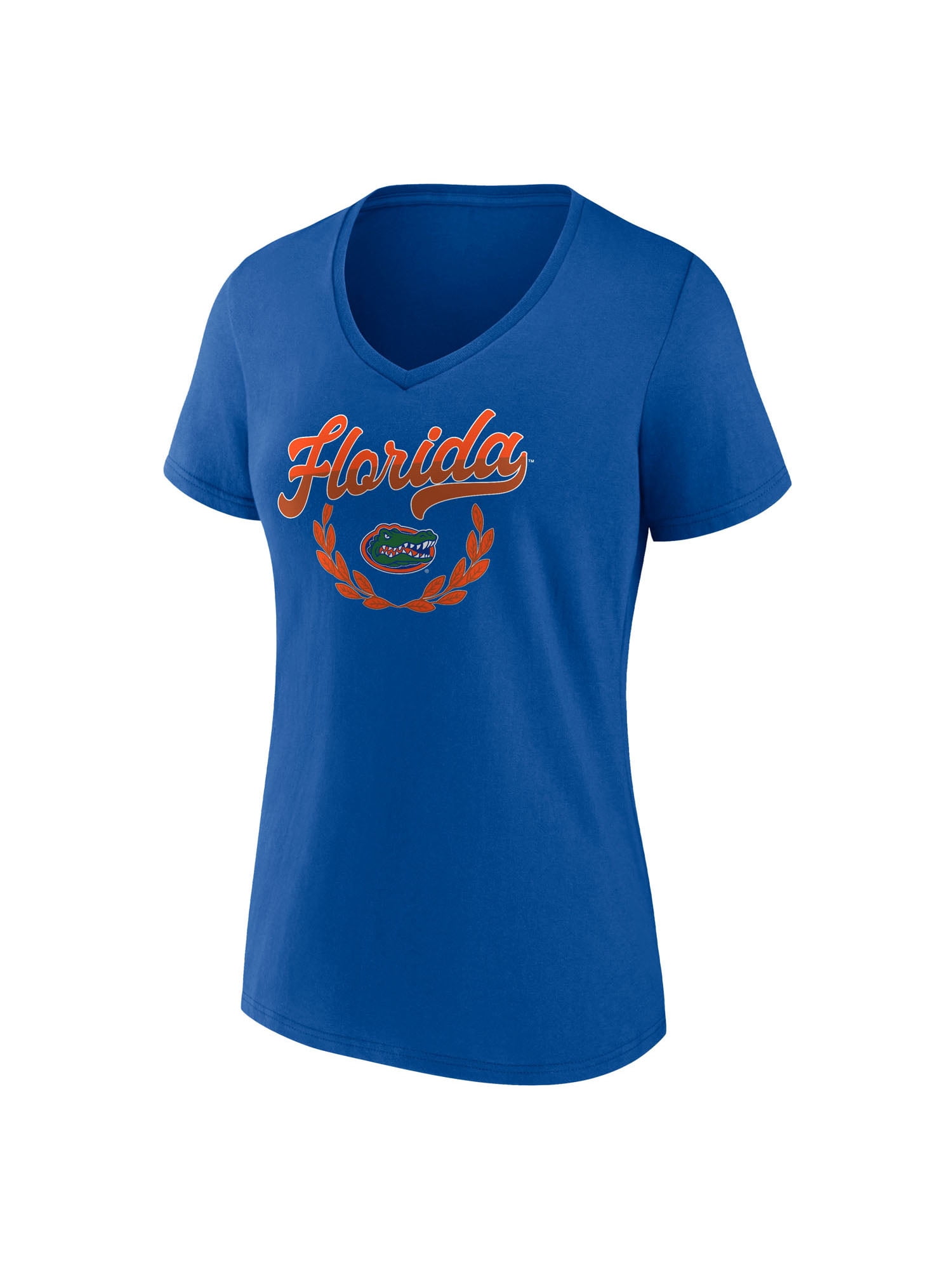 NCAA Florida Gators Women's Blue Cotton Short Sleeve V T Shirt