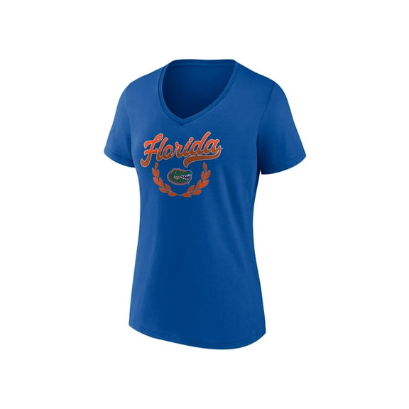 NCAA Florida Gators Women's Blue Cotton Short Sleeve V T Shirt