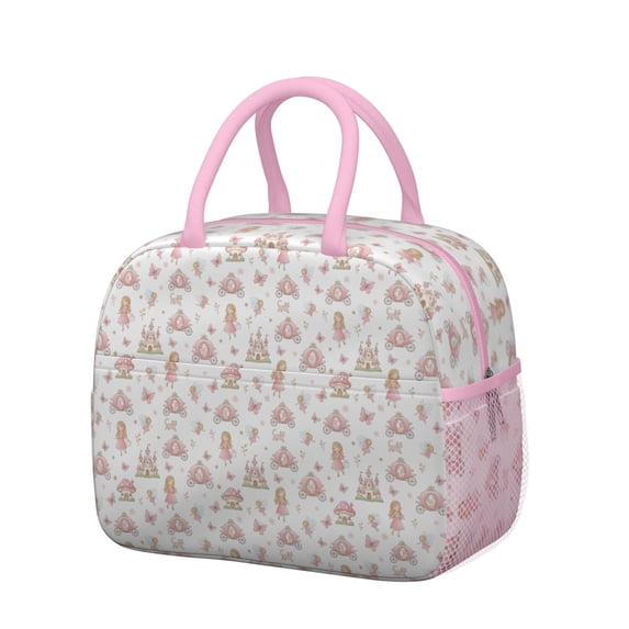 Womens Princess Carriage Castle Pattern Lunch Box for Work,Insulated Lunch Bag for Women,Loncheras Para Mujer,Leakproof Adult Lunch Bag for Work,Beach,Travel,Picnic,Camping