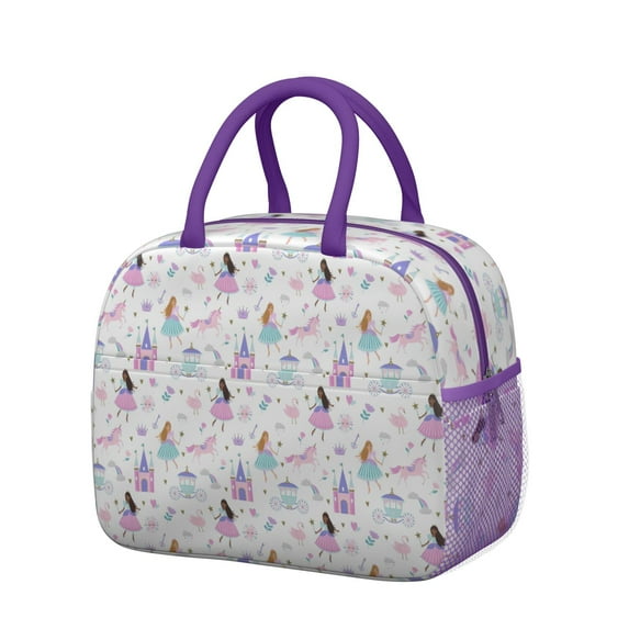 Womens Princess Castle & Unicorn Pattern Lunch Box for Work,Insulated Lunch Bag for Women,Loncheras Para Mujer,Leakproof Adult Lunch Bag for Work,Beach,Travel,Picnic,Camping