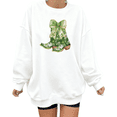 thumbnail image 1 of Womens Print Sweatshirt Graphic Sweatshirt St Patricks Day Clover Print Cowboy Boot Pattern White Shirts Casual Loose Pullover Tops S-3XL, 1 of 5
