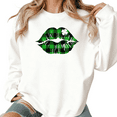thumbnail image 1 of Womens Print Sweatshirt Graphic Sweatshirt St Patricks Day Plaid Lip Clover Pattern White Shirts Casual Loose Pullover Tops S-3XL, 1 of 5