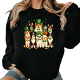 thumbnail image 1 of Womens Print Sweatshirt Graphic Sweatshirt St Patricks Day Sunglasses Puppy Group Clover Pattern Black Shirts Casual Loose Pullover Tops S-3XL, 1 of 6