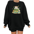 thumbnail image 1 of Womens Print Sweatshirt Graphic Sweatshirt St Patricks Day Tea Cup Book Stack Clover Pattern Black Shirts Casual Loose Pullover Tops S-3XL, 1 of 6