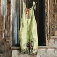 thumbnail image 1 of Womens Printed Jumpsuits Overalls Wide Leg Casual Summer Outfits Linen Rompers Jumpers Sleeveless Straps 2025 Clothes Mint Green M, 1 of 5