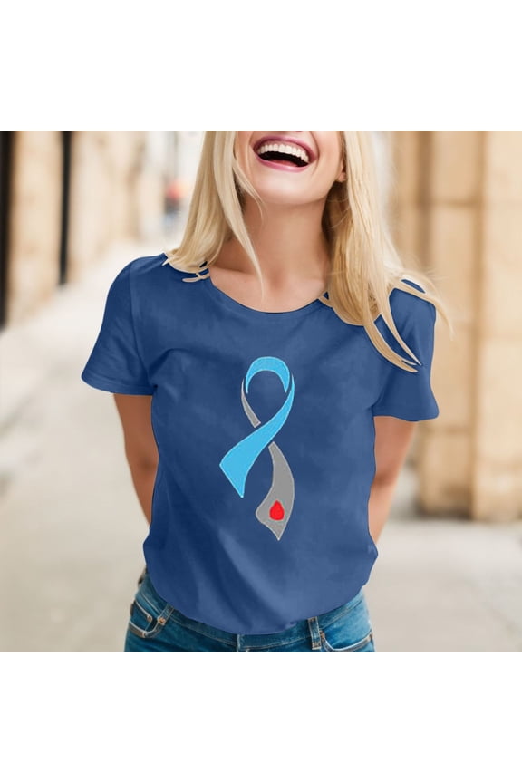 Womens Printed Short Sleeve O Neck T Shirt Top Blouse Striped Short Sleeve Tee Casual Shirts for Women Summer Tall Womens Shirts Women's Tees for Women Long Sleeve Womens Loose Fit Workout Shirts