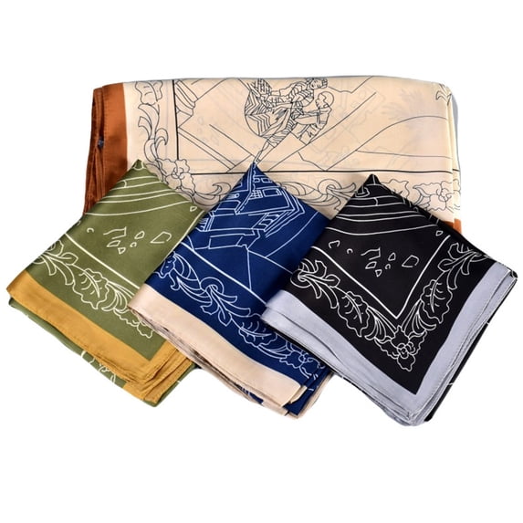 Womens Printed Silk Style Scarf Casual Fashion Square Design for Daily Accessory
