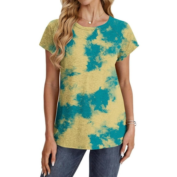 Womens Printed Tshirts Short Sleeve Loose Pullover Crewneck Tunic Tops Casual Tee Blouses Summer