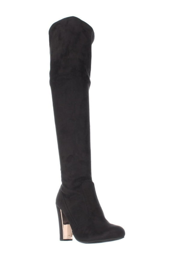 Womens Priyanka Back Lace Over The Knee Boots, Black
