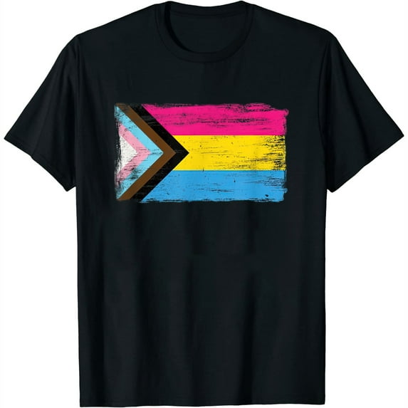 Womens Progress Pride Flag - Pansexual - Vintage Paint T-Shirt White X-Large