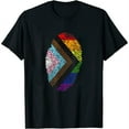 thumbnail image 1 of Womens Progress Pride Rainbow Flag For Inclusivity T-Shirt Black X-Large, 1 of 5