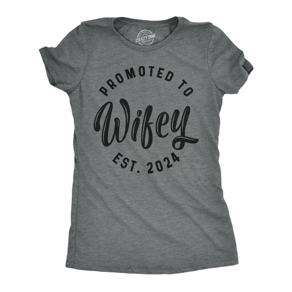 Womens Promoted to Wifey 2024 T Shirt Funny Wedding Engagement Graphic Tee Womens Graphic Tees
