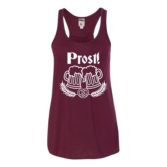 Womens Prost! Oktoberfest German Cheers Flowy Racerback Tank Top T-Shirt