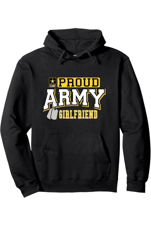 Womens Proud Army Girlfriend Pullover Hoodie Military Pullover Hoodie - Fashionable Hooded Sweatshirt - Gifts for Men Women Mom Dad Friends