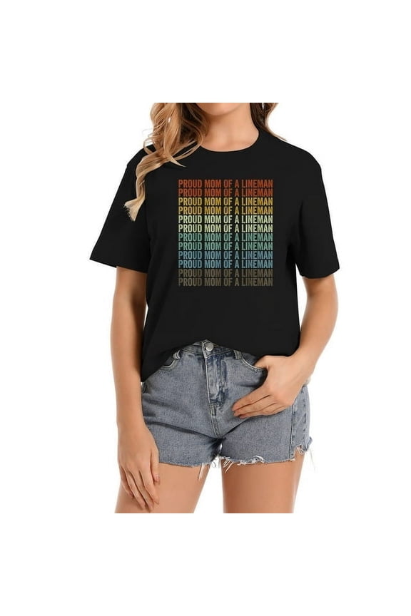 Womens Proud Mom Of A Lineman Lineman Mom Football T-Shirt Black