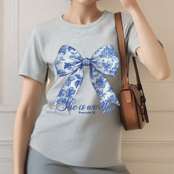 Womens Proverbs 31 He is Worthy Graphic Tees Biblical Message Christian Print T Shirt Faith Based Spiritual Apparel Casual Tops Gray,2XL