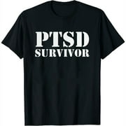 Womens Ptsd Survivor Black Adult T-Shirt - 2X-Large Black Small