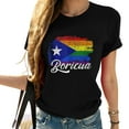 thumbnail image 1 of Womens Puerto Rico Boricua Gay Pride LGBT Rainbow Wepa T Shirt Black, 1 of 5