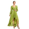 thumbnail image 1 of Womens Puff Long Sleeve Asymmetrical Flared Long Swing Dress Solid Color A Line Pleated Ruffle Evening Dresses, 1 of 9