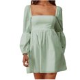 thumbnail image 1 of Womens Puff Sleeve Square Neck Mini Dress Floral Printed Boho Sundress Sexy Fashion Cute Babydoll Short Mini Dress, 1 of 6