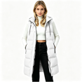 thumbnail image 1 of Womens Puff Vest Outwear with Hood Casual Full Zip Warm Loose Fit Winter Sleeveless Quilted Jacket White 2XL, 1 of 7
